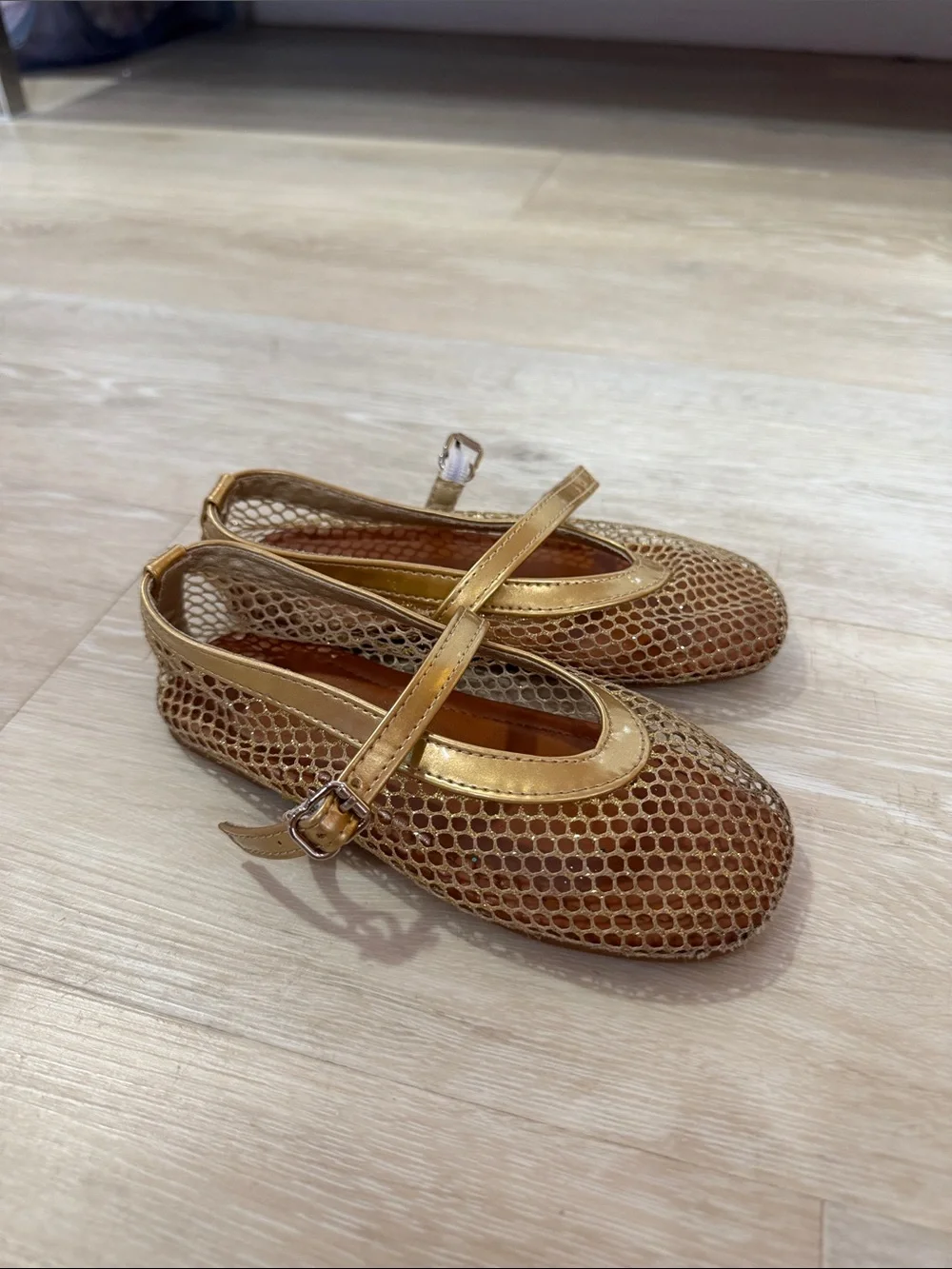 Mini Dreamers Gold Mesh Flats
